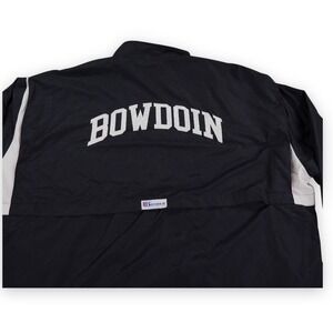 VTG Boathouse Bowdoin College Pullover Jacket Men 3XL Black Crew Rowing Sun Seal